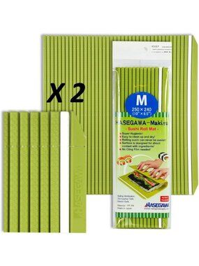 Set of 2 Professional Plastic Sushi Rolling Mats - 10" x 9.5" - Japanese Design